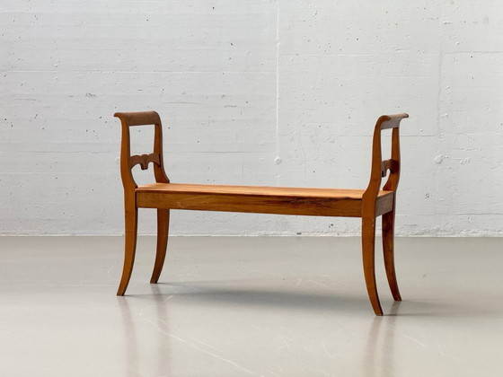 Image 1 of Biedermeier-style cherrywood bench, 1930s