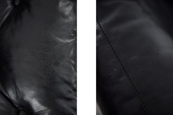 Image 1 of Vintage Mid-Century Scandinavian Modern Glamour Leather Black & Gold Sofa by John-Bertil Häggström for Swed-Form, 1970s