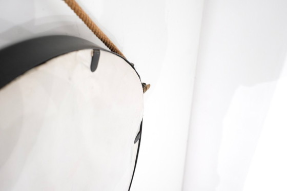 Image 1 of Vintage ronde stalen spiegel, Italië, jaren 70.