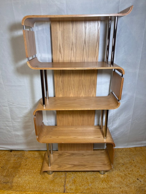 Image 1 of Oak “The Wave” Bookcase – Sculptural Design Statement Modern Design Piece Vintage