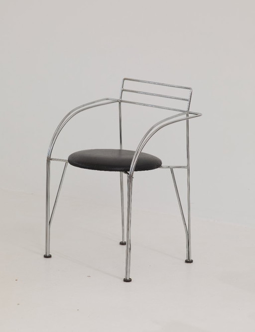 4 sedie/poltroncine cromate "Lune d'Argent" di Pascal Mourgue per Fermob, vintage circa 1985