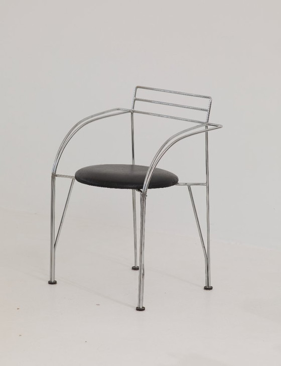 Image 1 of 4 sedie/poltroncine cromate "Lune d'Argent" di Pascal Mourgue per Fermob, vintage circa 1985