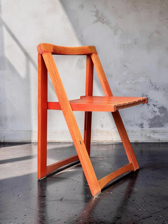 Set van 4 vintage ‘Trieste’ klapstoelen – Aldo Jacober voor Bazzani, jaren 60 retro oranje – Wood (photo 7 of 11)