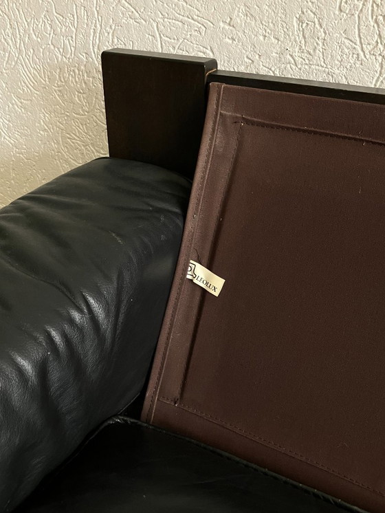 Image 1 of Leolux - Sofá de dos plazas de cuero negro modelo 757, Harry de Groot