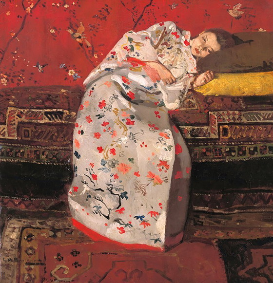 Image 1 of George Breitner   Girl in a White Kimono  (op canvas)