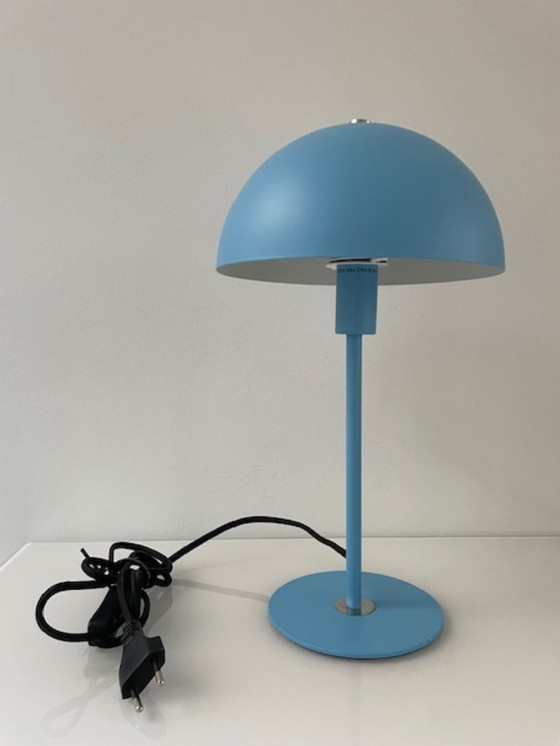 Image 1 of Modern light blue table lamp with dome shade