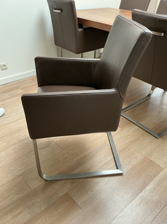 Image 1 of 6 leren eetkamerstoelen met buitengewoon comfortabele zit