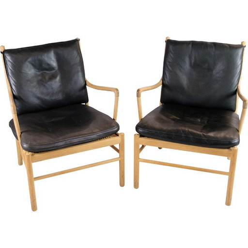 Coppia di poltrone coloniali vintage modello Ow149 di Ole Wanscher per Carl Hansen e Søn