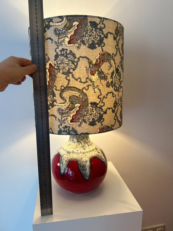 Image 1 of Striking table lamp with dragon shade - upcycled from a Fat Lava vase by Bay