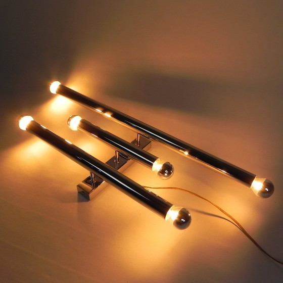 Image 1 of TeDe light wall lamp with 3 chrome cylinders, 1970s