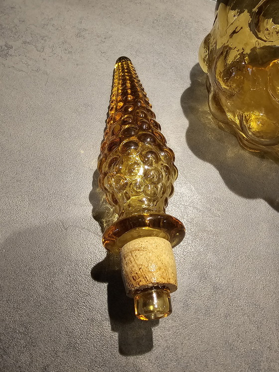 Image 1 of Jarra Empoli de cristal ámbar, años 60.