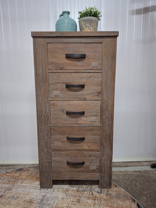 Cómoda de teca maciza, nueva