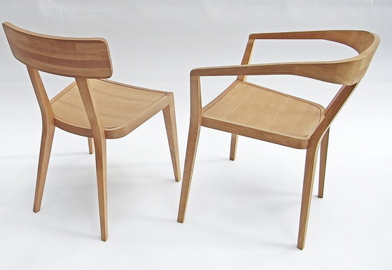 Image 1 of Giulio & Giulia, set di 2 sedie di Lambert Home, in rovere naturale, pezzi unici!!