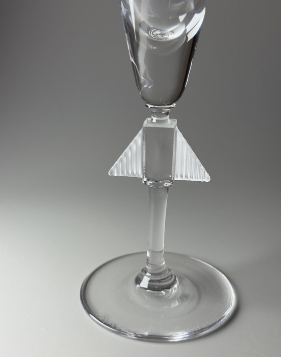 Image 1 of Paar Art Deco kristallen champagneglazen - Royales de Champagne, Frankrijk