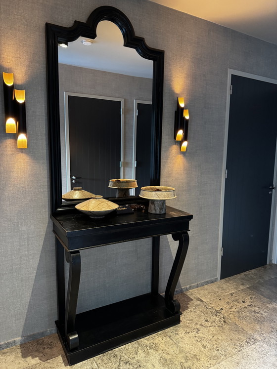 Side Tafel Met Spiegel – Bijzettafels, Glass, Wood (photo 4 of 7)