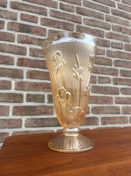 Image 1 of Vintage art deco Jeannette Glass ires Herringbone vase