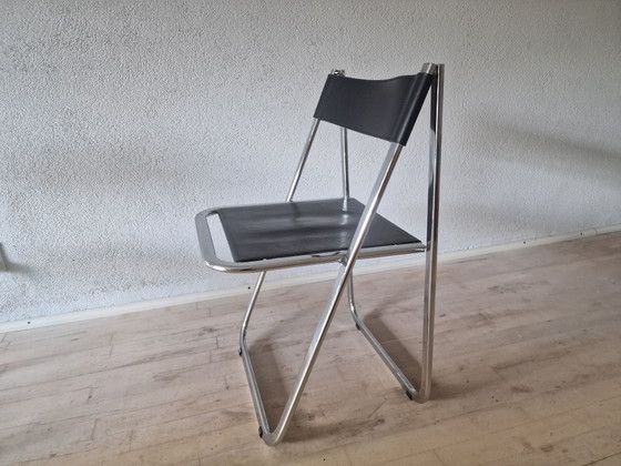 Einzigartiges Set von 4 Tamara Klappstühlen von Arrben Italy – Chrom, Leder (photo 11 of 11)