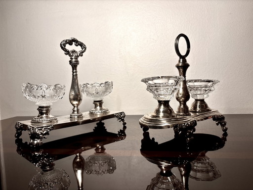 2 Double Salt Cellars 19Th Century Baccatat 