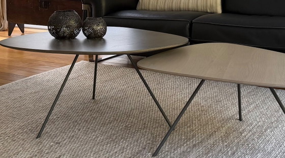 Tables basses Leolux, deux pièces, gris et beige, Bois, Métal, Modern (photo 3 sur 5)