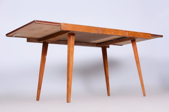 Original 20. Century Folding Table, Beech, Mahogany Veneer, Czech, 1960s – Dining tables, Wood (photo 3 of 15)