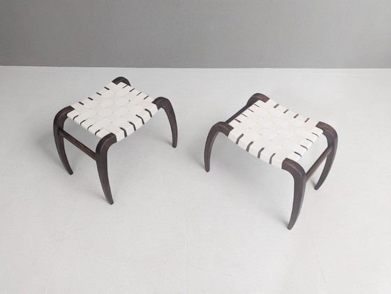 Image 1 of Paar modernistische Hocker von Ladislav Bartoníček für Krásná Jizba, 1940er Jahre