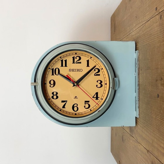 Orologio da parete vintage Seiko blu a doppia faccia con raffigurazioni di navi, anni '80 – Plastic, Glass (photo 2 of 21)