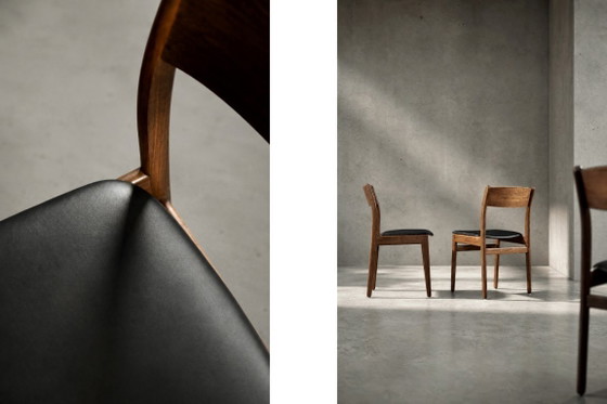 Image 1 of Sedie da pranzo scandinave in stile Mid-Century Modern, in teak e vinile, anni '60, set da 4