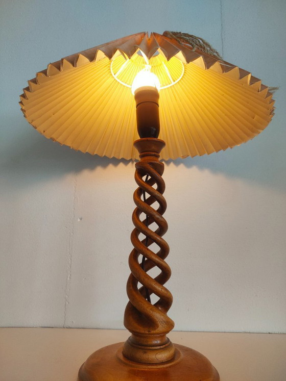 Image 1 of Vintage wooden Scandinavian sculpture table lamp