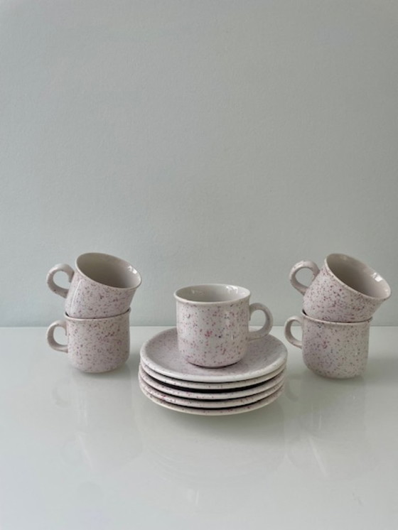 Image 1 of Postmodern Annaburg cup and saucer set – terrazzo style (5 pieces)