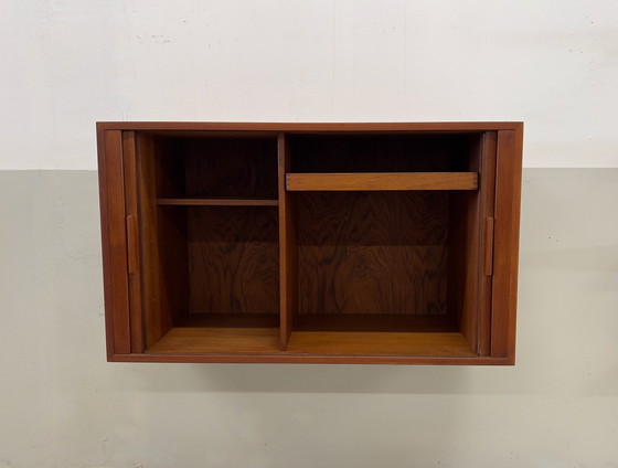 Image 1 of Teak Tambour Door Cabinet By Kai Kristiansen For Feldballes