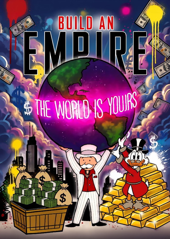 Pop Art Art Print "Build an Empire" with Monopoly Man and Scrooge McDuck, Paper, Multi Color (photo 4 of 5)