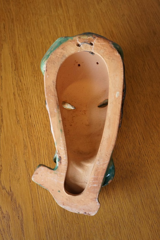 Image 1 of Art Deco signed Ceramic Mask by Domien Ingels 1930s