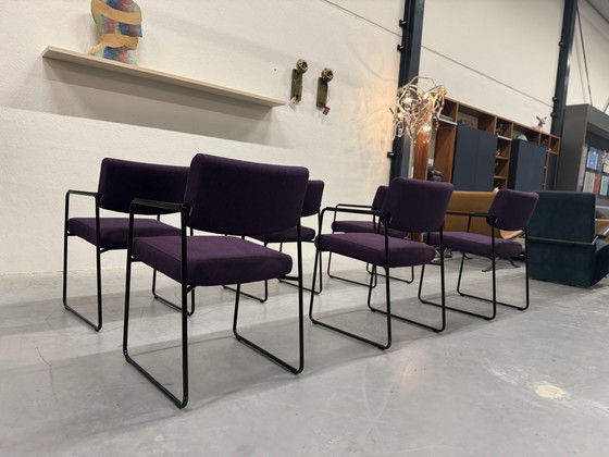 Image 1 of 6 sedie da pranzo Harvink Duck in tessuto viola