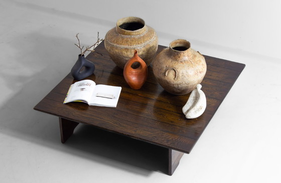 Image 1 of Großer Couchtisch aus Holz im brutalistischen Stil