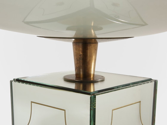 Image 1 of Lampadaire Emilio Lancia en bois peint miroir et laiton, 1940