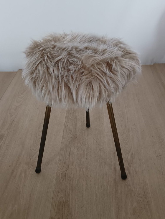Felltex 1950s long-haired Stool – Metal, Textile (photo 4 of 6)