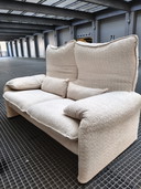 Cassina Maralunga 40 2 seater reupholstered boucle fabric