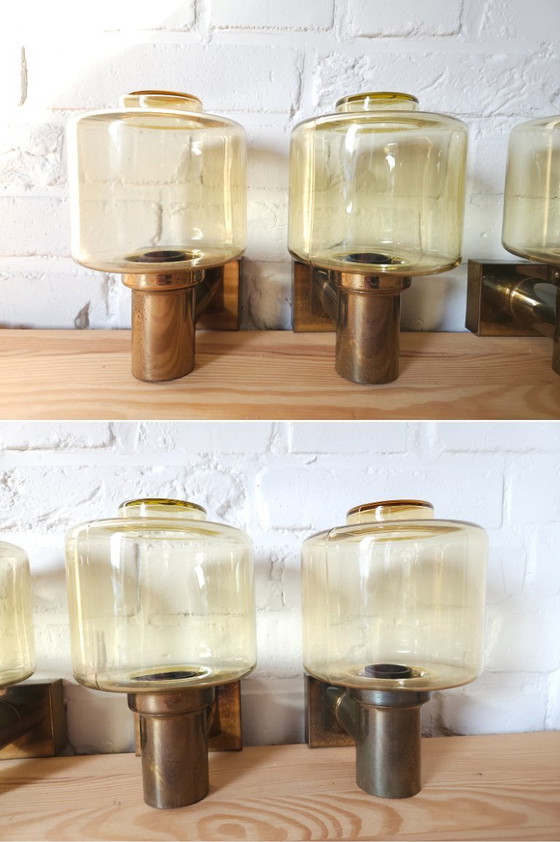 Image 1 of Set van 2 messing Heinz Neuhaus Leuchten wandlampen, mcm Hollywood regency wandlampen; 2 sets van 2 beschikbaar!