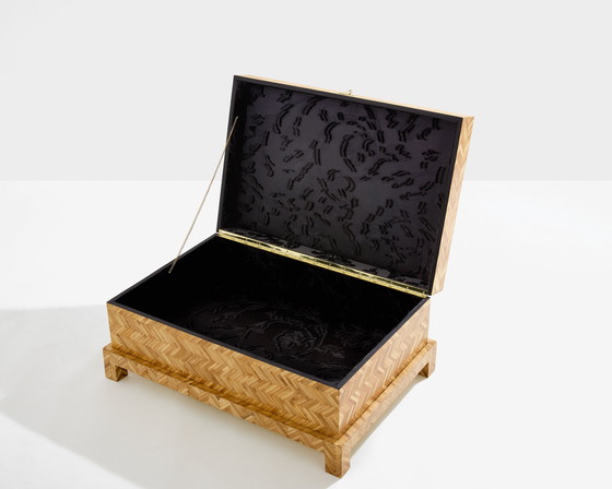 Image 1 of Galerie Maison & Jardin bamboe inlegwerk messing koffer 1970