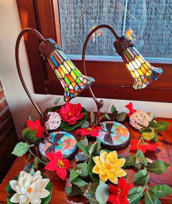 Conjunto de Lámparas de Sobremesa Estilo Tiffany con Diseño de Libélula – Lámparas de mesa, Crystal (photo 2 of 14)