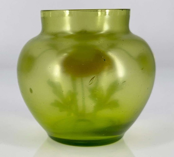 Image 1 of Rare Art Nouveau glass vase with fine enamel painting