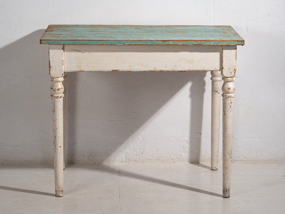 Mesa auxiliar antigua con pátina verde turquesa (c.1920) #7, Mesas auxiliares, Madera, Metal, Rustic (foto 23 de 24)