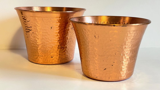 Image 1 of Pair of Copper Planters from the 60's
