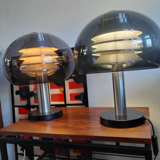 Due lampade da tavolo a forma di fungo di Hans-Agne Jakobssen. Svezia, 1960.
