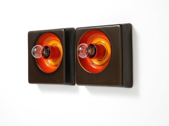 Image 1 of Dos preciosas lámparas de pared de cerámica originales de la Era Espacial de los años 70