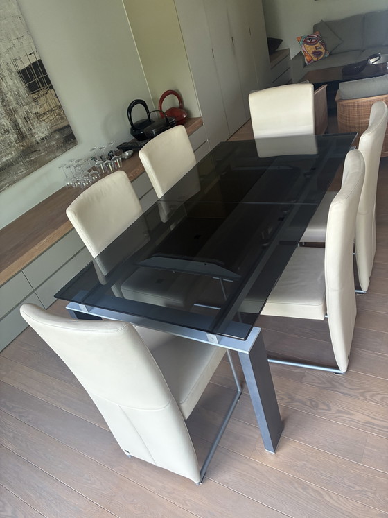 Image 1 of 6 x Rolf Benz chairs (beige leather)