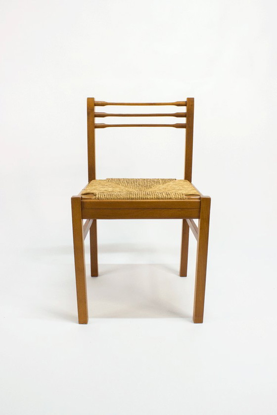 Image 1 of Vintage Wooden Dining Chair Cane 1950s