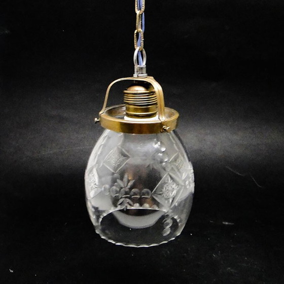 Art Deco kristallen hanglamp, Polen, jaren 1950 – Hanglampen, Crystal, Brass (photo 15 of 20)