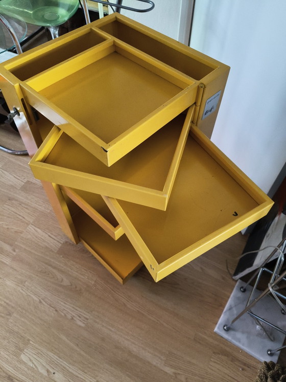 Image 1 of Rare Vintage Metal Bieffe Padova Architect's Trolley (1970s) – Bright Yellow with Key!