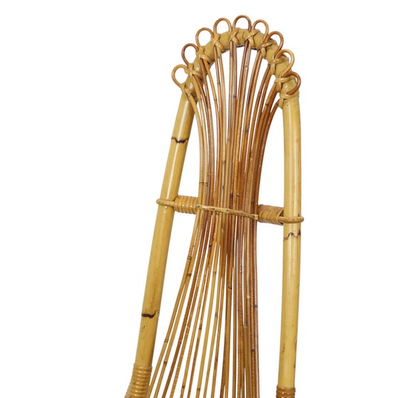 Image 1 of Silla de ratán de bambú boho de mediados de siglo